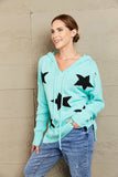 Anokhinaliza Woven Right Star Distressed Slit Hooded Sweater