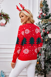 Anokhinaliza Christmas Tree Round Neck Long Sleeve Sweater