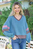 Anokhinaliza Hailey & Co Color Block V-Neck Cropped sweatshirt