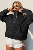 Anokhinaliza Double Take Half Zip Long Sleeve Quilted Sweatshirt with Pocket