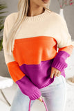 Anokhinaliza Color Block Drop Shoulder Round Neck Sweater