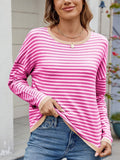 Anokhinaliza Striped Contrast Round Neck Long Sleeve Sweater