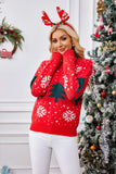 Anokhinaliza Christmas Tree Round Neck Long Sleeve Sweater