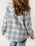 Anokhinaliza Plaid Snap Down Plush Hooded Jacket