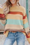 Anokhinaliza Color Block Round Neck Dropped Shoulder Sweater