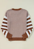 Anokhinaliza Striped Round Neck Dropped Shoulder Sweater