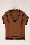 Anokhinaliza Striped Trim V-Neck Sweater Vest