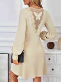 Anokhinaliza Lace Detail V-Neck Long Sleeve Dress