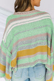 Anokhinaliza Contrast Striped Boat Neck Dropped Shoulder Sweater