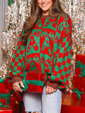 Anokhinaliza Candy Cane Contrast Round Neck Sweater