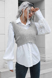 Anokhinaliza Cable-Knit Deep V Cropped Knit Vest