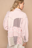 Anokhinaliza POL Raw Hem Patchwork Dropped Shoulder Jacket