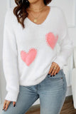 Anokhinaliza Heart V-Neck Long Sleeve Sweater