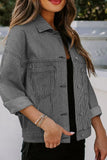 Anokhinaliza Striped Button Up Long Sleeve Denim Jacket