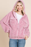 Anokhinaliza Culture Code Faux Fur Zip Up Hooded Jacket with Side Pockets