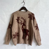 Anokhinaliza Reindeer and Snowflake Pattern Sweater