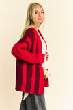 Anokhinaliza Davi & Dani Cable-Knit Color Block Open Front Cardigan