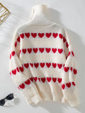 Anokhinaliza Heart Turtleneck Dropped Shoulder Sweater