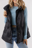 Anokhinaliza Pocketed Textured Zip Up Vest Coat