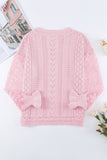 Anokhinaliza Openwork Round Neck Long Sleeve Sweater