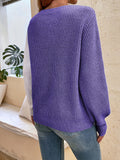 Anokhinaliza Contrast Heart Round Neck Long Sleeve Sweater