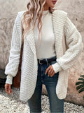 Anokhinaliza Open Front Long Sleeve Hooded Fuzzy Cardigan