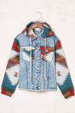 Anokhinaliza Drawstring Hooded Pocketed Denim Jacket