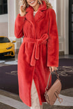 Anokhinaliza Full Size Fuzzy Tied Collared Neck Coat