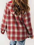 Anokhinaliza Plaid Snap Down Plush Hooded Jacket