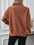 Anokhinaliza Cable-Knit Mock Neck Long Sleeve Sweater