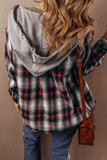 Anokhinaliza Drawstring Plaid Button Up Hooded Shacket