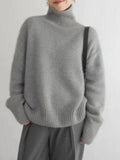 Anokhinaliza Turtleneck Dropped Shoulder Long Sleeve Sweater