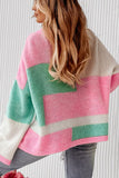 Anokhinaliza Color Block Round Neck Drop Shoulder Sweater