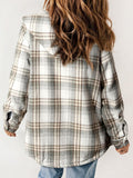 Anokhinaliza Plaid Snap Down Plush Hooded Jacket