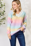 Anokhinaliza BiBi Rainbow Gradient Crochet Deetail Sweater