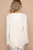 Anokhinaliza POL Embroidered Round Neck Long Sleeve Knit Top