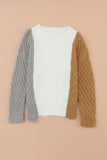 Anokhinaliza Color Block Textured Drop Shoulder Sweater