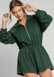 Anokhinaliza Drawstring Half Zip Long Sleeve Romper