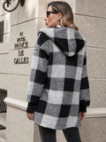 Anokhinaliza Plaid Long Sleeve Hooded Coat