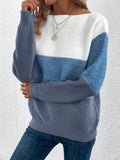 Anokhinaliza Color Block Drop Shoulder Long Sleeve Sweater