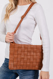 Anokhinaliza Fame Faux Leather Basket Weave  Crossbody Bag