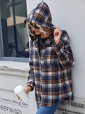 Anokhinaliza Ivy Lane Plaid Button Up Long Sleeve Hooded Jacket