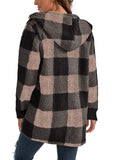 Anokhinaliza Plaid Long Sleeve Hooded Coat