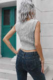 Anokhinaliza Cable-Knit Deep V Cropped Knit Vest