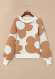 Anokhinaliza Contrast Flower Mock Neck Long Sleeve Sweater