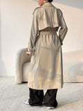 Anokhinaliza Collared Neck Long Sleeve Longline Trench Coat