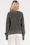 Anokhinaliza Mittoshop Distressed Hem Round Neck Dropped Shoulder Sweater