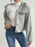 Anokhinaliza Fuzzy Button Up Collared Neck Jacket