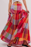 Anokhinaliza Color Block Elastic Waist Maxi Skirt