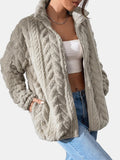 Anokhinaliza Fuzzy Zip Up Long Sleeve Jacket